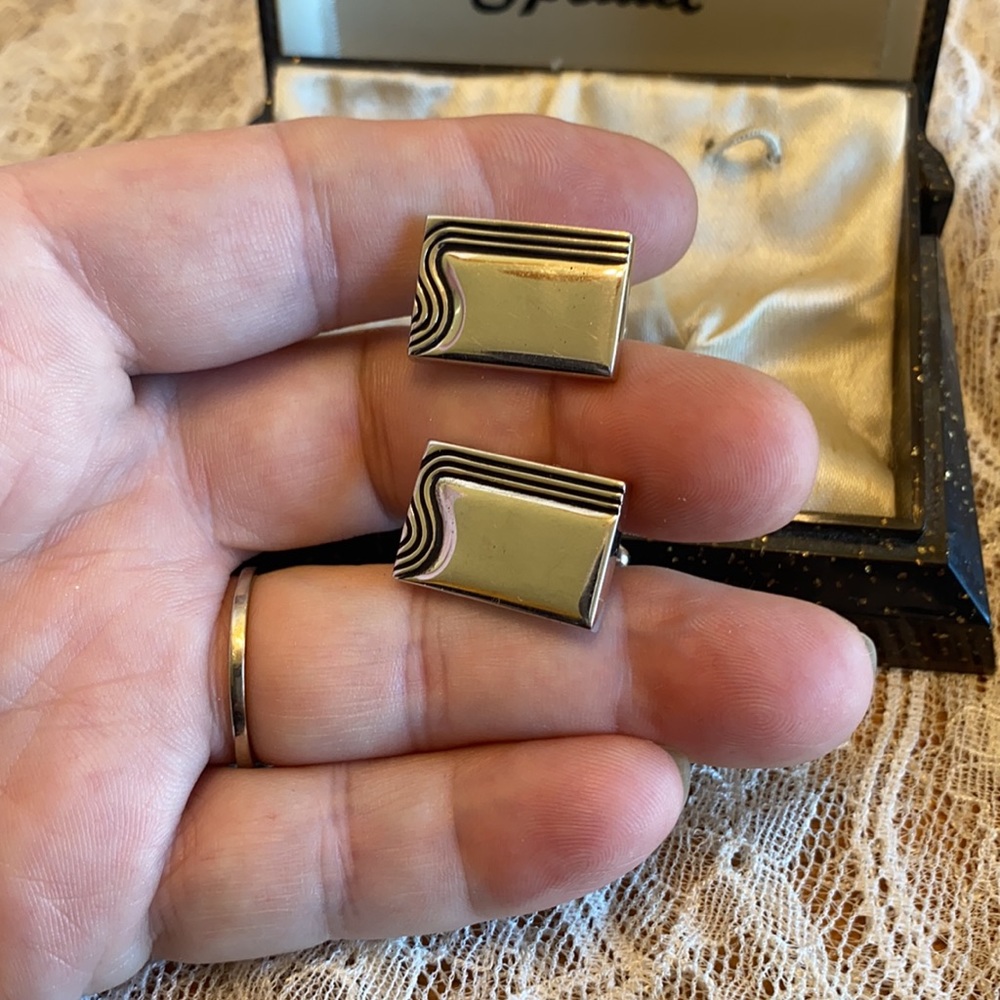 Vintage Speidel Rectangular Silver Tone Mirror Fi… - image 1